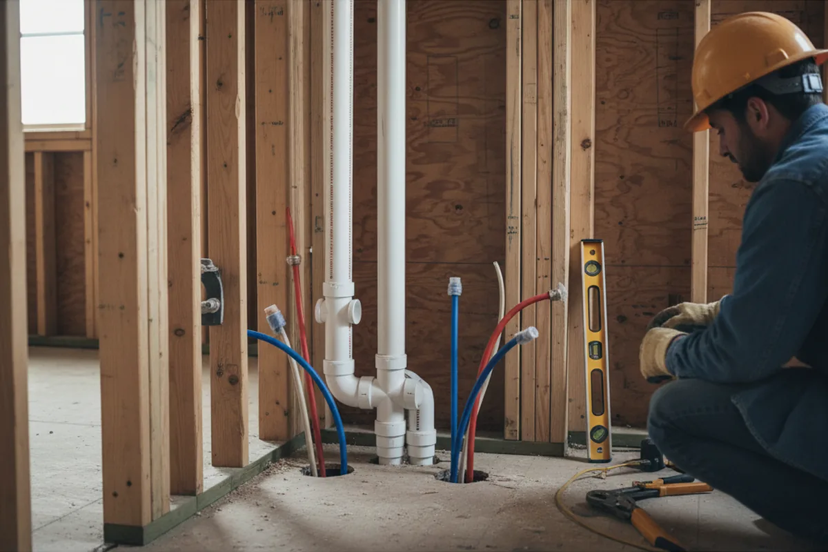 Drain and supply rough-in during Drain Cleaning in Valhermoso Springs