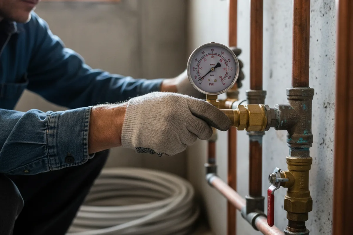 Pressure testing a repaired line during Water Line Repair in Valhermoso Springs